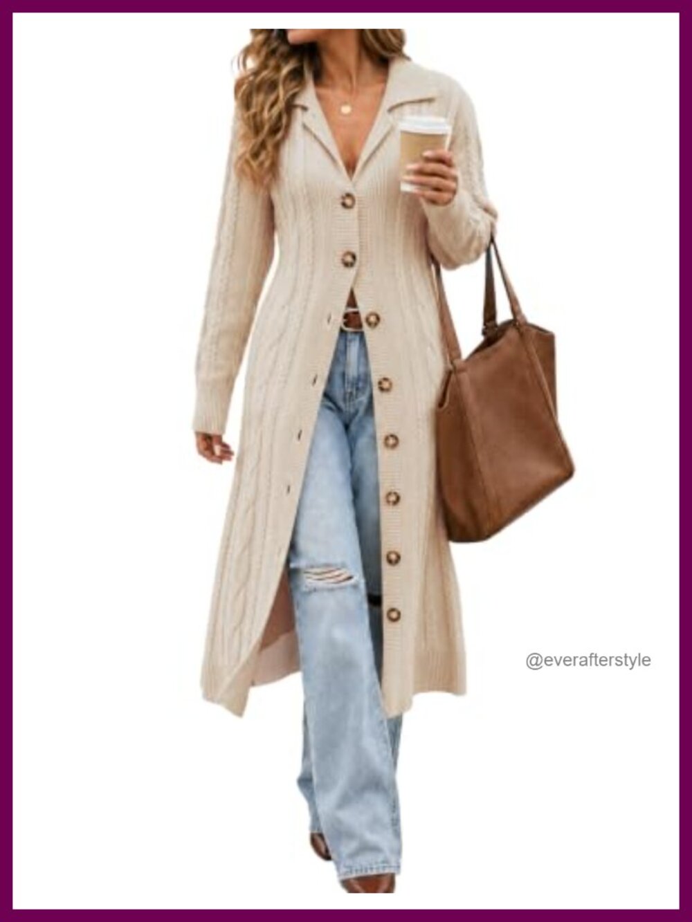 Chunky Cable Knit Long Cardigan Button Midi Sweater Dress